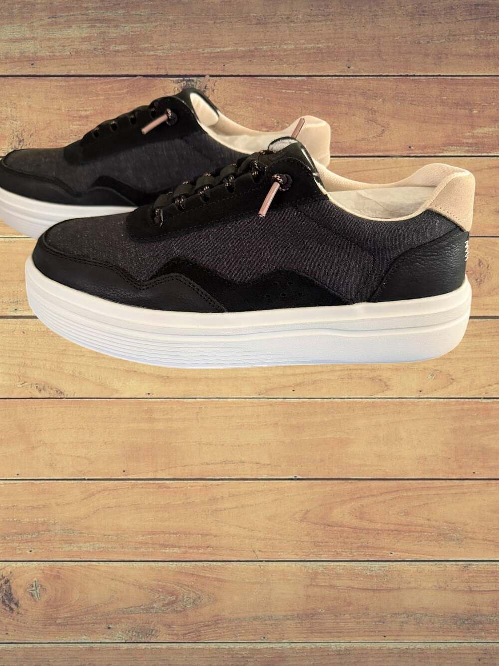 Hey Dude Hudson Lift Sport Black Platform Sneakers